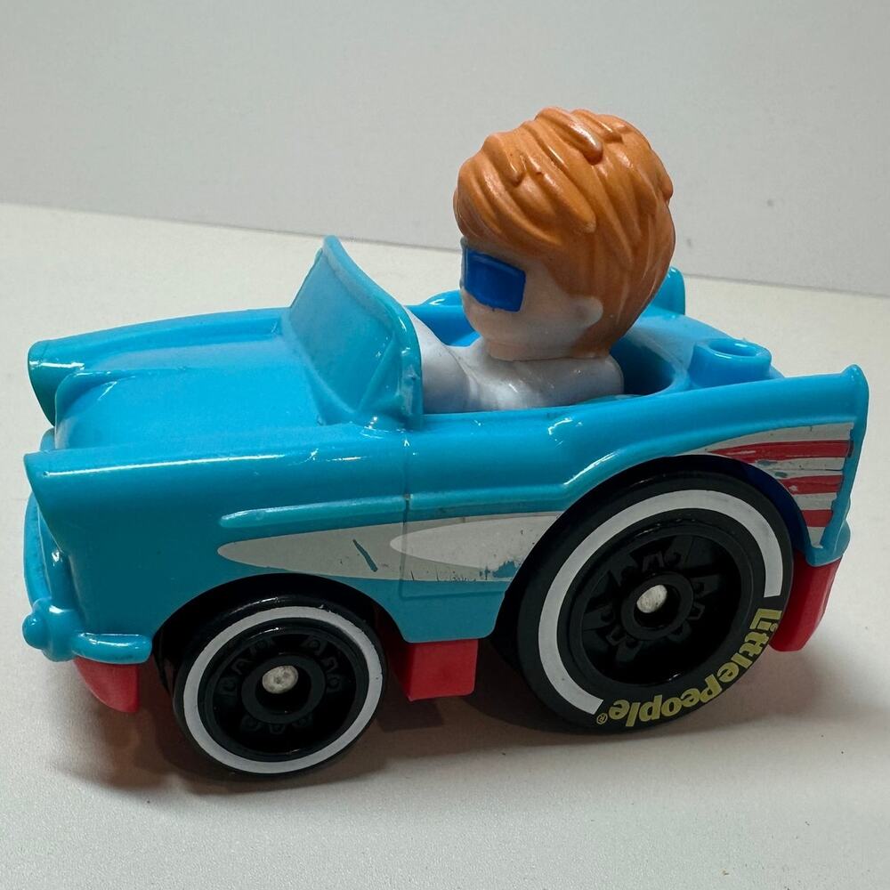 Little People Wheelies Car Retro Convertible GMJ25 Baby Blue Red Mattel 2019 - Picture 1 of 9